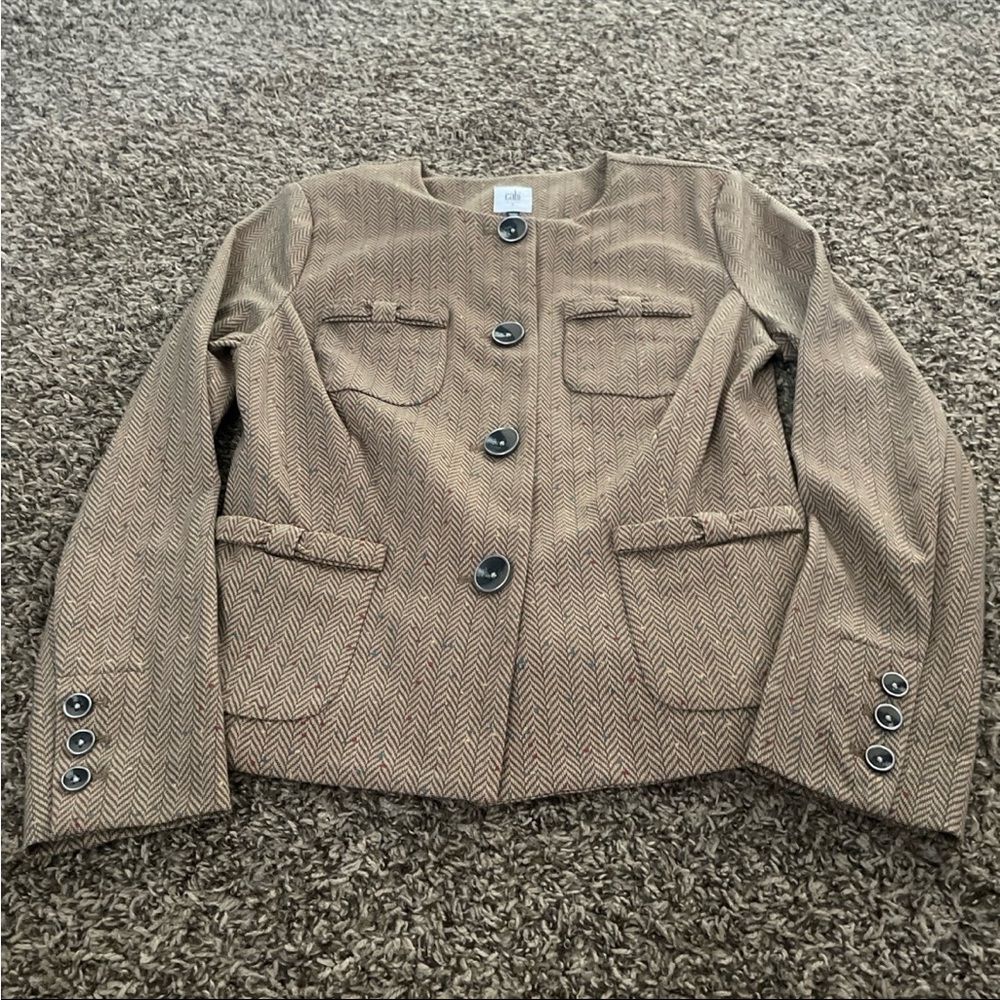 Cabi tweed button up coat size small